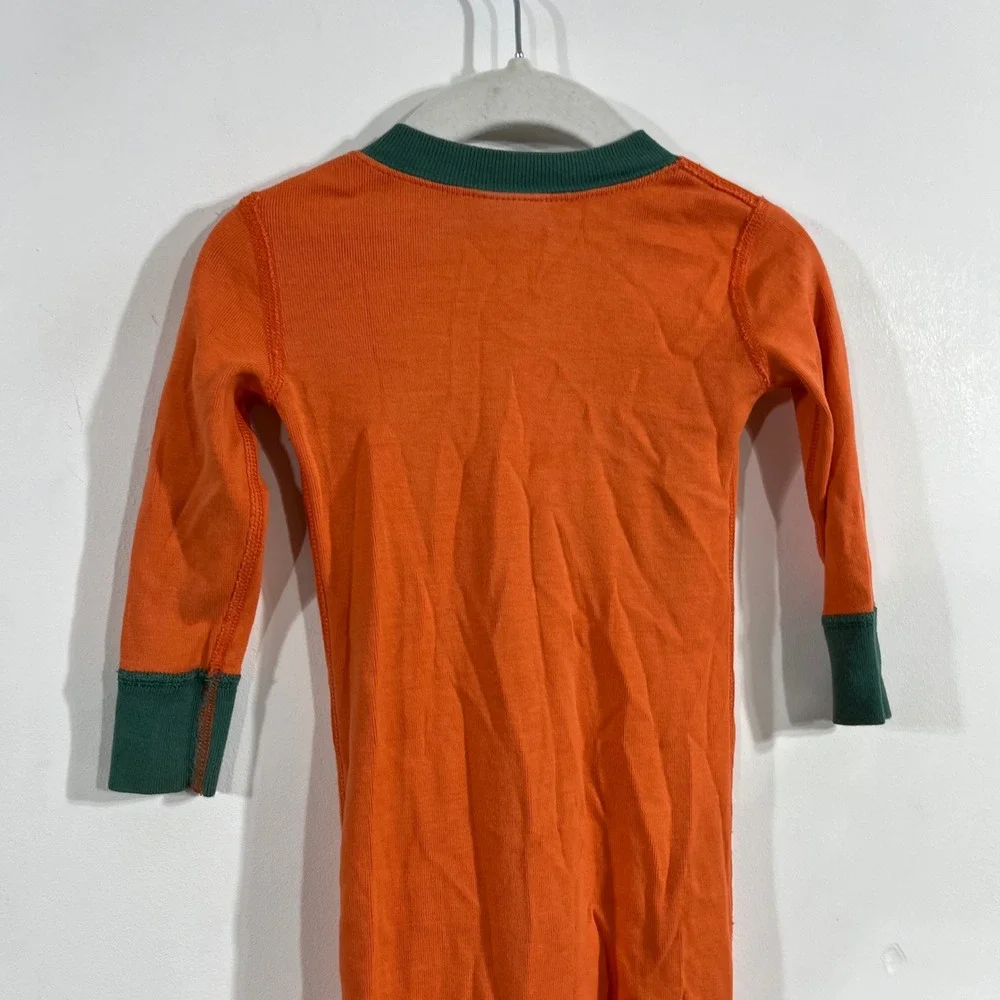 Hanna Andersson Kids Orange Pumpkin Jack-O-Lantern Organic Cotton Sleeper 12-18M
